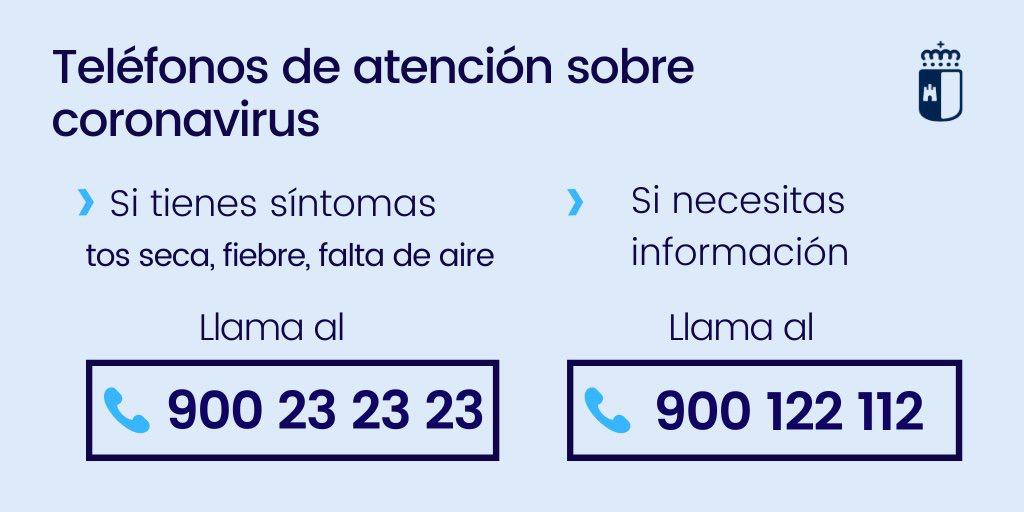 Teléfonos de atención sobre coronavirus en Castilla la Mancha